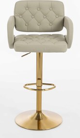 HR8403W Scaun Ecru  Piele Ecologica Premium Soft cu Bază Aurie