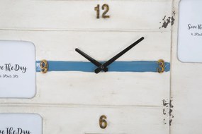 Ceas decorativ alb/albastru din metal, 79x3,5x46x5 cm, Roulotte Mauro Ferretti