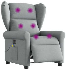vidaXL Fotoliu electric de masaj rabatabil, gri deschis, microfibră
