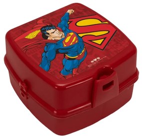 Cutie alimentara copii 3 compartimente, Rosu cu Superman