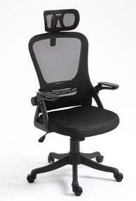 Scaun ergonomic, spatar Mesh, tetiera, Negru