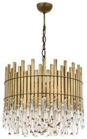 Lustră pe lanț CRYSTALLINE, 6xE27/40W/230V, diam. 40 cm, alamă