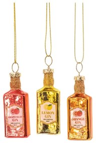 Ornamente de Crăciun lucrate manual 3 buc. din sticlă ø 3 cm Gin Bottle – Sass &amp; Belle