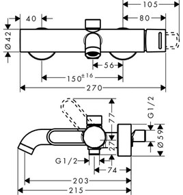 Baterie cada crom Hansgrohe Axor Uno