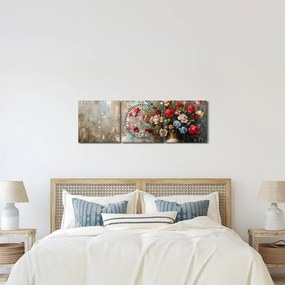 Tablou - Vaza de flori (cu ceas) (90x30 cm)