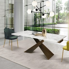 MIRABELLE-MASA BLAT DREPTUNGHIULAR CERAMICA ALB - PICIOR METALIC BRONZ 180 cm/90 cm