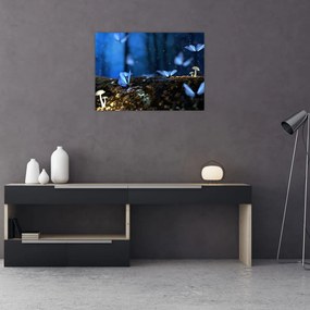 Tablou pe sticlă cu fluturi alabstre (70x50 cm)