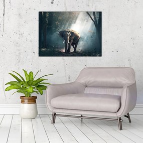 Tablou pe sticlă cu elefant în djunglă (70x50 cm)
