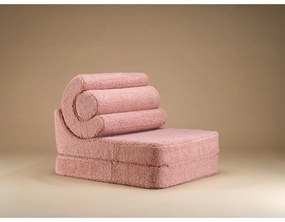 Fotoliu pentru copii roz cu tapițerie din țesătură bouclé Flipster – Wigiwama