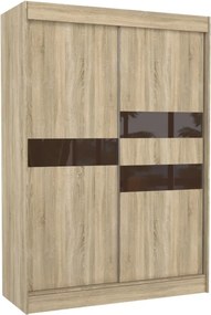 Dulap cu usi glisante 150x215 cm, Batia, ADRK Furniture (Culoare: Alb / Gri Lacobel)