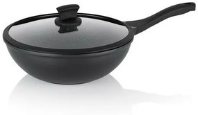 Kela Tigaie wok cu capac STELLA NOVA, aluminiuturnat, negru, 30 cm, 5 l