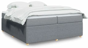 vidaXL Pat box spring cu saltea, gri deschis, 200x200 cm, textil