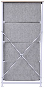 Homcom Mobila Container cu 4 Sertare din Lin Panou Sasiu in Otel Vopsea Praf Raft Superior in MDF Max:25 kg 45x30x92cm