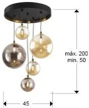 Lustra suspendata cu 5 pendule design modern Dark
