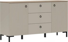 Comodă, gri-maroniu Taupe/stejar silverjack, DOMCA 2D3S