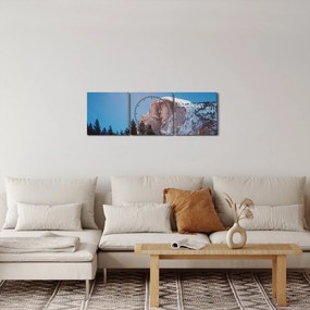 Tablou - Crestele munților noaptea (cu ceas) (90x30 cm)