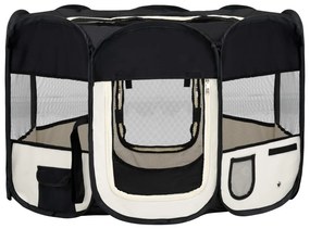 Tarc de caini pliabil cu sac de transport, negru, 110x110x58 cm Negru, 110 x 110 x 58 cm