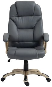DESMOND Scaun directorial, recliner, pivotant, inaltime reglabila, rezistent 150 kg, piele PU, Gri