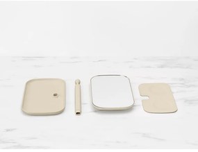 Oglinda cu suport pentru accesorii Brabantia ReNew 1006271, 28.3x20x12.6 cm, Baza antiderapanta, Reglabila la 360°, Bej