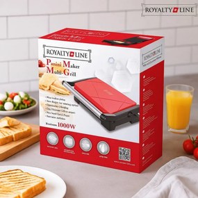 Sandwich maker Royalty Line RL-PM1000, Placi antiaderente, Rosu