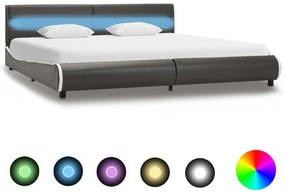 285031 vidaXL Cadru de pat cu LED, antracit, 180 x 200 cm, piele ecologică