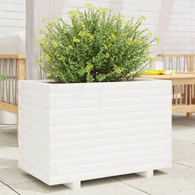 vidaXL Jardinieră de grădină, alb, 70x40x49,5 cm, lemn masiv de pin