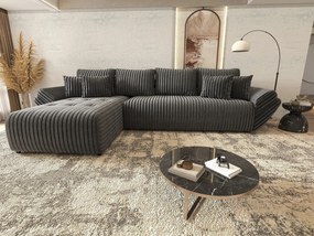 Colțar extensibil dumonde cu ladă de depozitare si sezut confortabil din spuma high-density, Berlin XL Ambience Grey 350x185 cm