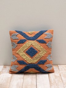 Pernă Kilim abastru portocaliu 40x40 cm