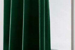 Draperii opace VELVET verde inchis 140x250 cm (2 buc), inele metalice