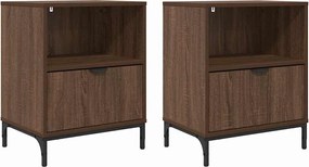 vidaXL Dulap de noapte 2 pcs Stejar brun 49 x 36 x 61 cm Lemn compozit