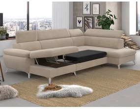 Canapea colțar extensibilă cu spațiu depozitare U CATANIA, dreapta, bej