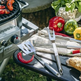 Set ustensile pentru gratar Adler AD 6729, 4 piese, Otel inoxidabil, Carcasa din aluminiu, Orificii de agatare, Argintiu