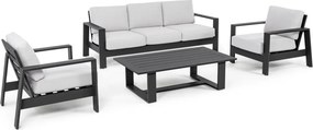 Set mobilier de gradina, 4 piese, metal, gri / negru, Baltic Bizzotto