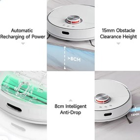 Robot aspirator Xiaomi Lydsto W2, 50W, 5000 Pa, 0.35 L, Statie autogolire, Wi-Fi, Sistem anti-cadere, Functie de programare, HEPA, Alb