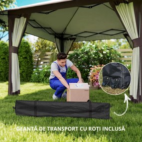 Outsunny Pavilion de grădină 4 x 4 m, cort de grădină cu pereți din plasă, protecție UPF50+, cort de petrecere cu înălțime reglabilă, Bej | Aosom Romania