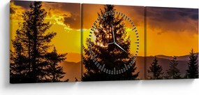 Tablou - coniferi (cu ceas) (90x30 cm)