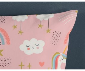 Lenjerie de pat pentru copii albastră-roz din bumbac pentru pat de o persoană 140x200 cm Suus – Good Morning