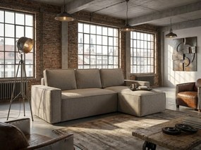 Canapea extensibila de colt SMART BOUCLE, gri-bej, reversibila, 232x143 cm