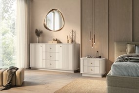 Comodă cu sertare pe soclu Vesper 160 cm - cașmir / mânere aurii