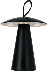 Lampa de masă portabilă cu LED Boise de exterior, negru,, USB, 15 x 17 cm, plastic
