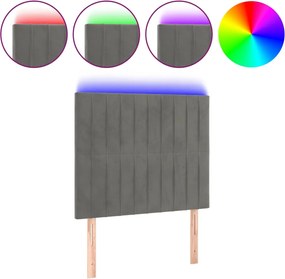 vidaXL Tăblie de pat cu LED, gri deschis, 100x5x118/128 cm, catifea