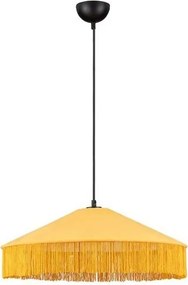 Lustra cu abajur din catifea si franjuri galben mustar VELVY