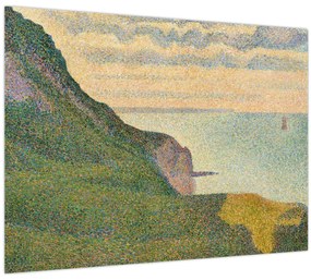 Tablou pe sticlă - Georges Seurat, Seascape at Port-en-Bessin, Normandy, reproducere (70x50 cm)