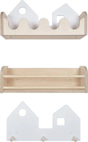 Set 2 rafturi perete + Cuier Montessori NEST SET Green