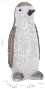 Figurina pinguin de Craciun cu LED 30cm acril interior exterior 1, Gri