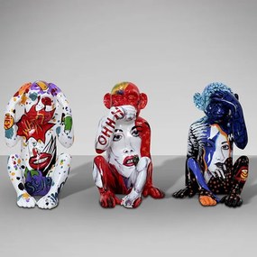 Set de 3 figurine design decorativ Monos Sabios