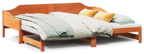 850904 vidaXL Pat de zi cu extensie, maro ceruit, 80x200cm, lemn masiv de pin