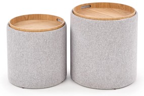 Set 2 buc. taburete Amossa (gri deschis + natural). 1028168