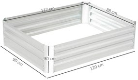 Outsunny Pat de grădină înălțat pătrat din oțel galvanizat cu protecție împotriva buruienilor 120 x 90 x 30 cm argintiu | Aosom Romania