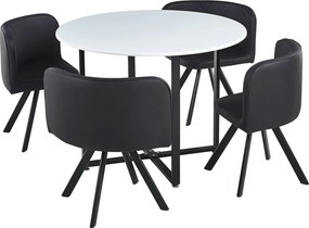 Set masa cu 4 scaune BEVAN NEW, negru/alb